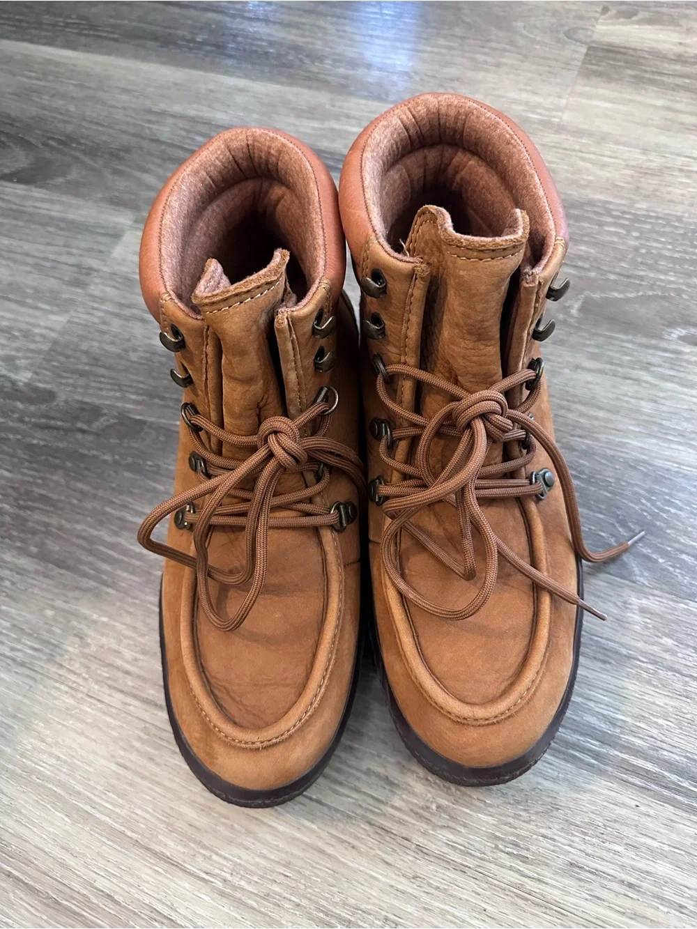 Madewell Carson Boot Pecan Brown Leather Lace-Up Ankle Booties Sz 9